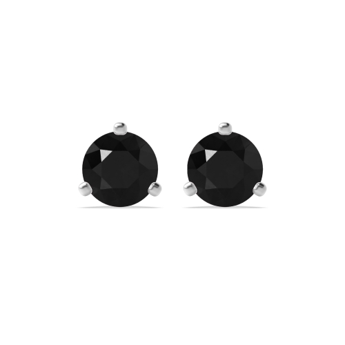 3 Prong Trio Black Diamond Stud Earrings