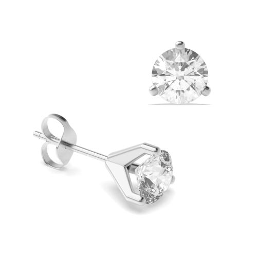 3 Claw Round Diamond Gold Diamond Stud Earring