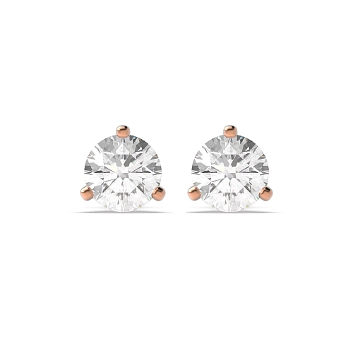 3 Prong Rose Gold Modern claw Diamond Earrings