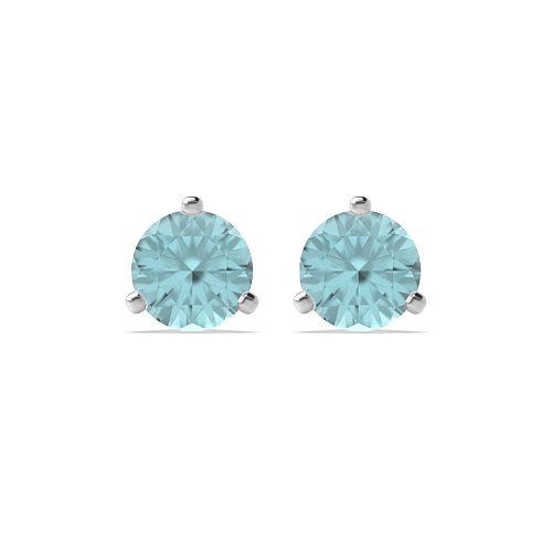 3 Prong Trio Aquamarine Stud Diamond Jewellery