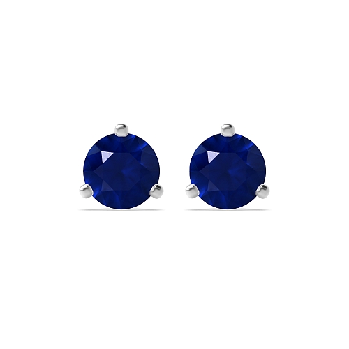 3 Prong Modern claw Blue Sapphire Diamond Earrings