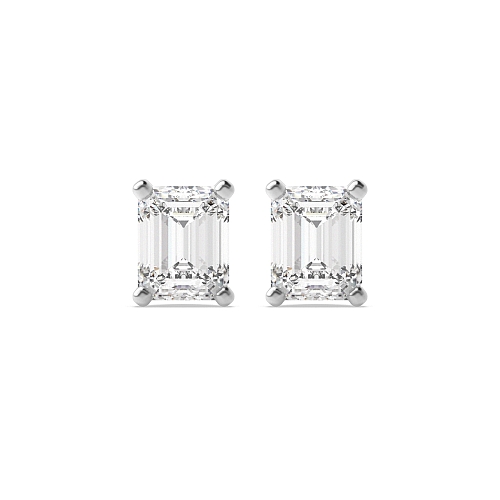 3 Prong Emerald Modern claw Diamond Earrings