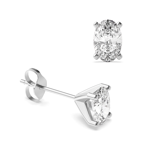 3 Prong Oval Modern claw Diamond Earrings