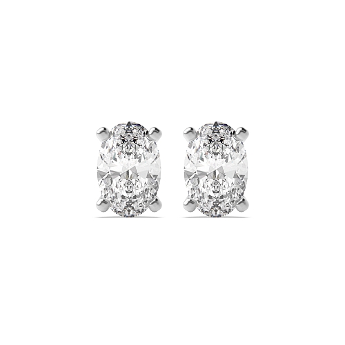 3 Prong Oval Modern claw Diamond Earrings