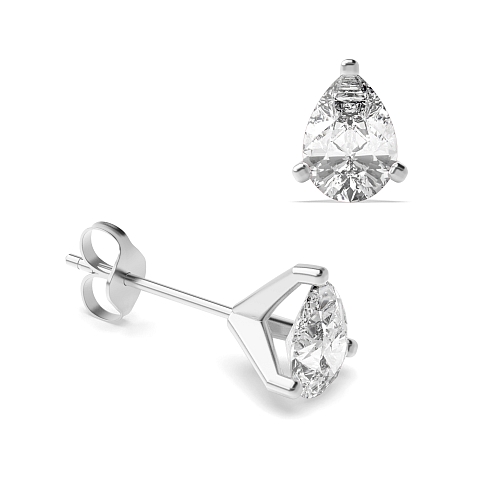 Prong Pear Modern claw Diamond Earrings
