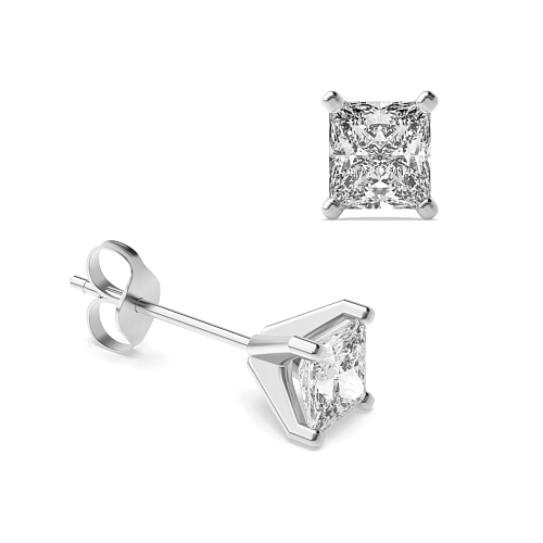 3 Prong Princess Modern claw Diamond Earrings