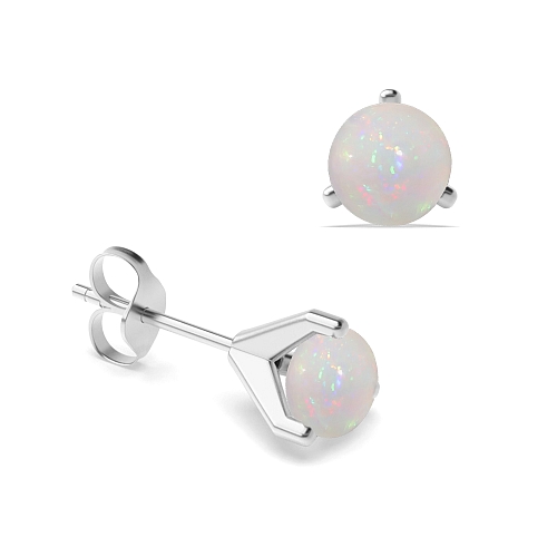 3 Prong Modern claw Opal Diamond Earrings