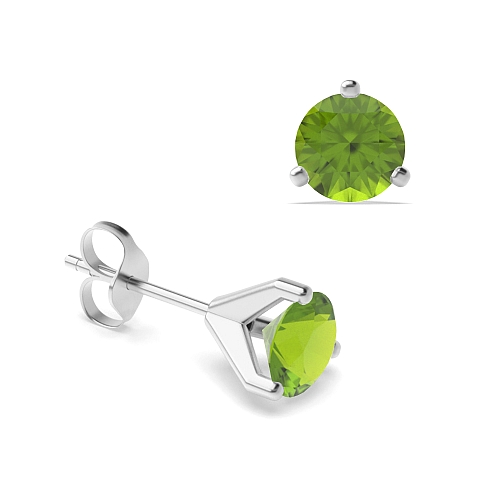 3 Prong Modern claw Peridot Diamond Earrings