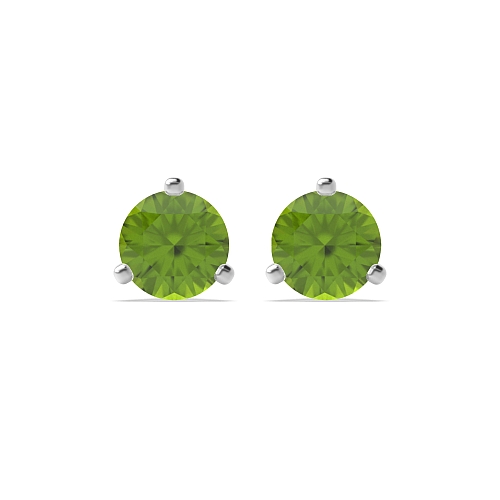 3 Prong Modern claw Peridot Diamond Earrings