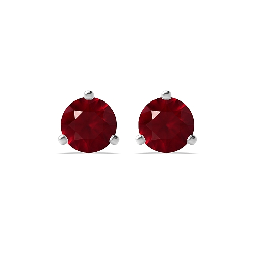 3 Prong Modern claw Ruby Diamond Earrings