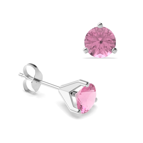 3 Prong Modern claw Tourmaline Diamond Earrings