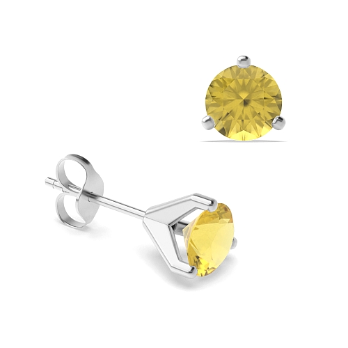 3 Prong Modern claw Topaz Diamond Earrings