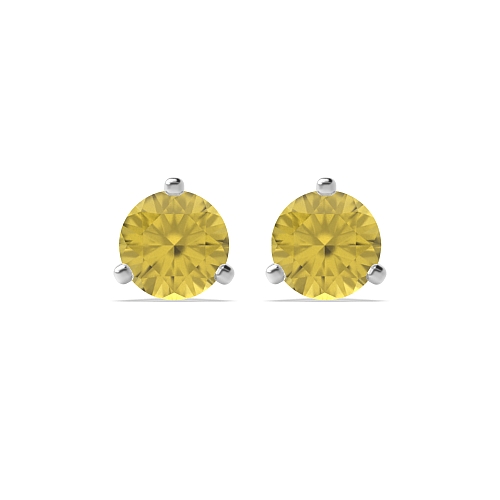 3 Prong Modern claw Topaz Diamond Earrings