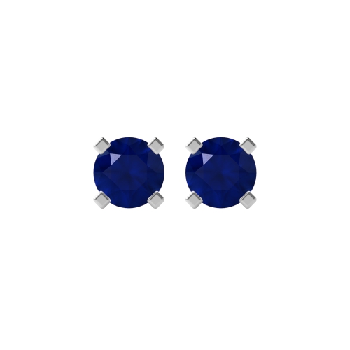 4 Prong QuadFlash Blue Sapphire Stud Earrings