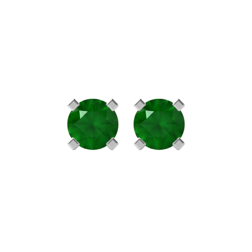4 Prong QuadFlash Emerald Stud Earrings