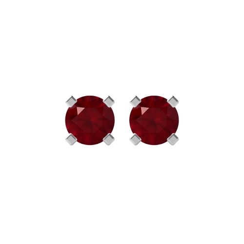 4 Prong QuadFlash Ruby Stud Earrings