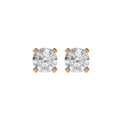 4 Prong Rose Gold square claws Diamond Earrings