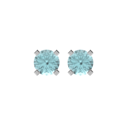 4 Prong QuadFlash Aquamarine Stud Diamond Jewellery