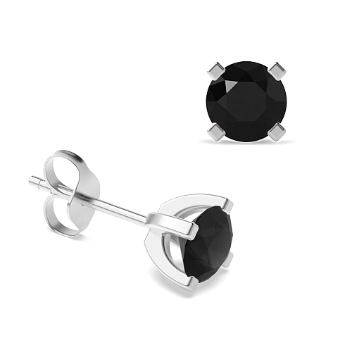4 Prong square claws Black Diamond Earrings