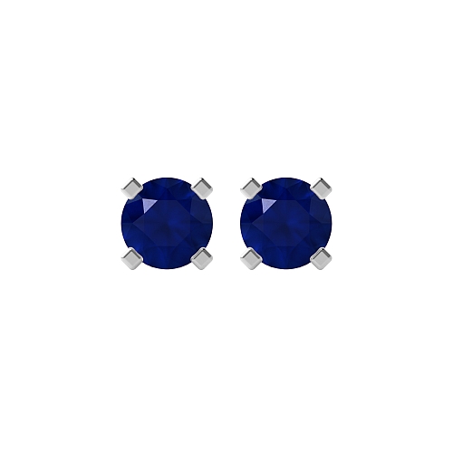 4 Prong square claws Blue Sapphire Diamond Earrings