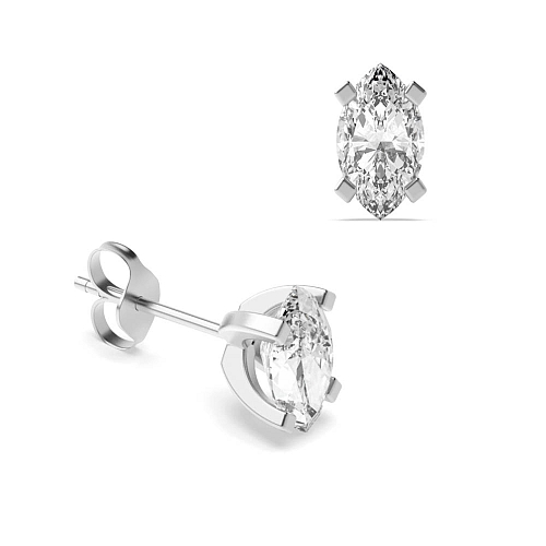 4 Prong Marquise square claws Diamond Earrings
