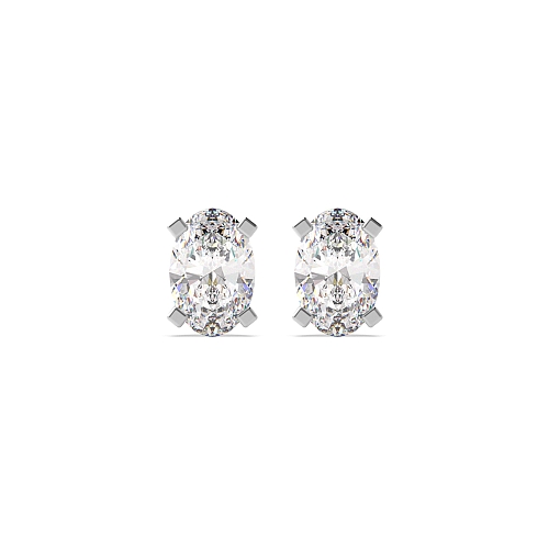 4 Prong Oval square claws Diamond Earrings