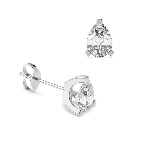 Prong Pear square claws Diamond Earrings