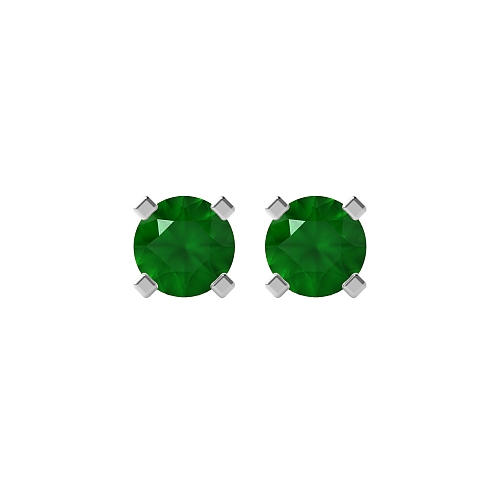 4 Prong square claws Emerald Diamond Earrings