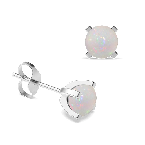 4 Prong square claws Opal Diamond Earrings
