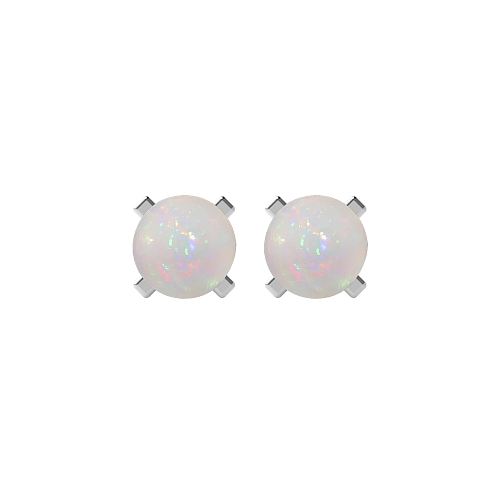 4 Prong square claws Opal Diamond Earrings