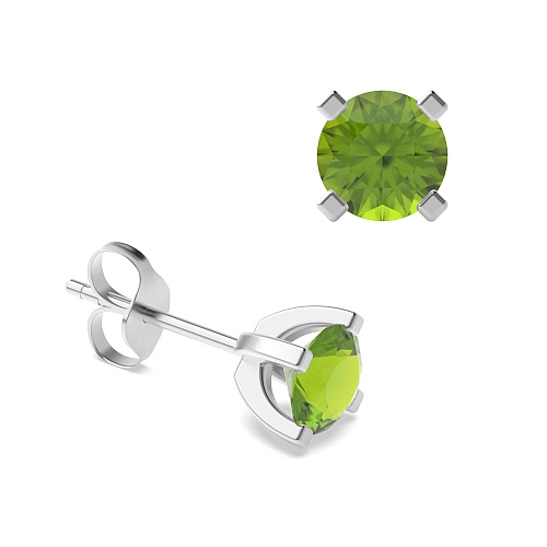 4 Prong square claws Peridot Diamond Earrings