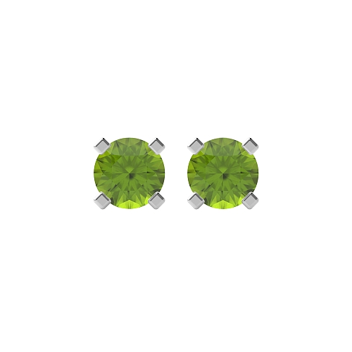 4 Prong square claws Peridot Diamond Earrings