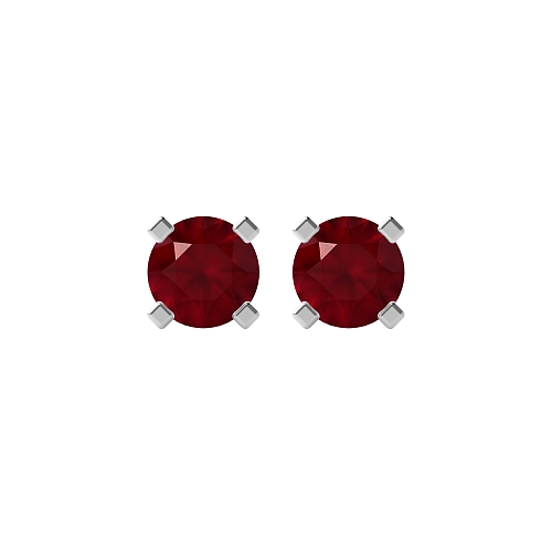 4 Prong square claws Ruby Diamond Earrings