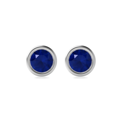 Bezel Setting Radiance Blue Sapphire Stud Earrings