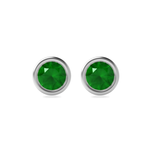 Bezel Setting Radiance Emerald Stud Earrings