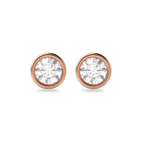 Bezel Setting Rose Gold Classic Diamond Earrings
