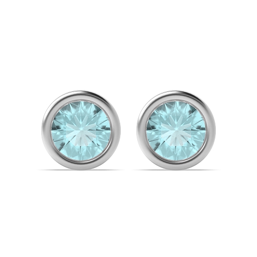 Bezel Setting Radiance Aquamarine Stud Diamond Jewellery