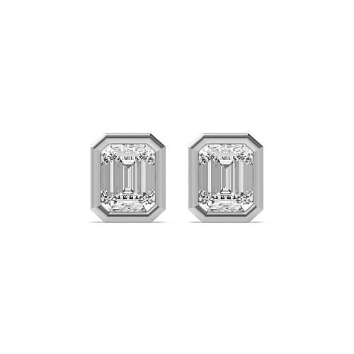Bezel Setting Emerald Classic Diamond Earrings