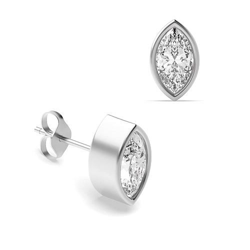 Bezel Setting Marquise Classic Diamond Earrings