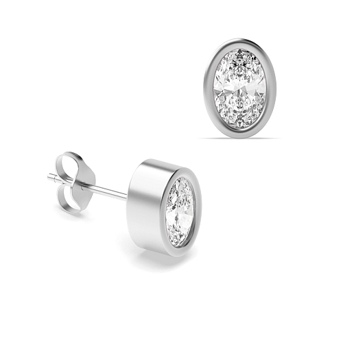 Bezel Setting Oval Classic Diamond Earrings