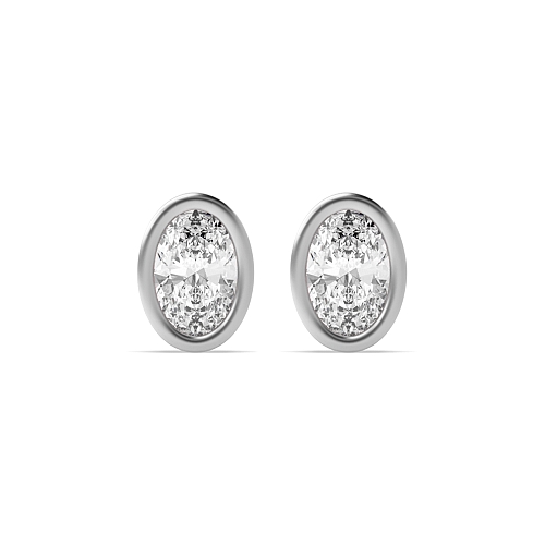 Bezel Setting Oval Classic Diamond Earrings