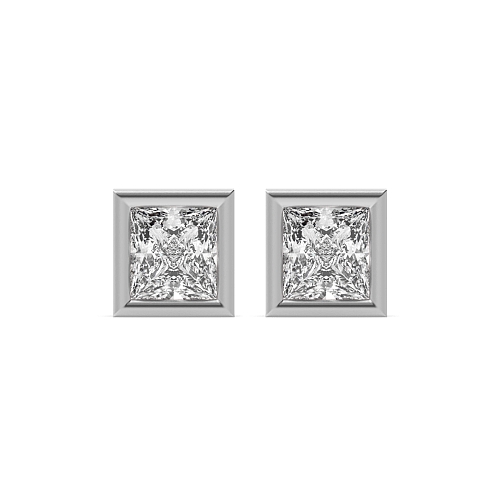 Bezel Setting Princess Classic Diamond Earrings