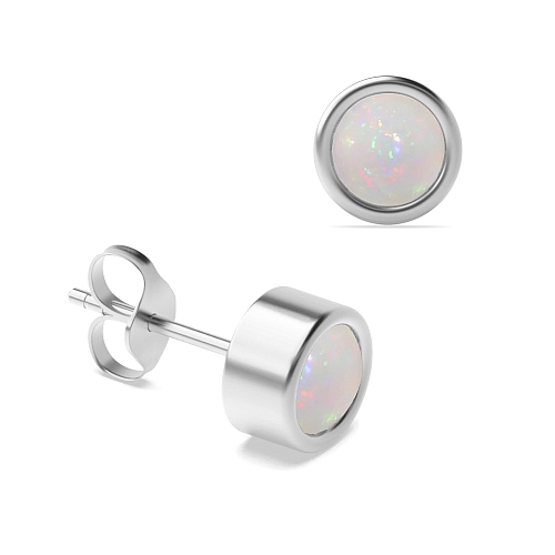 Bezel Setting Classic Opal Diamond Earrings