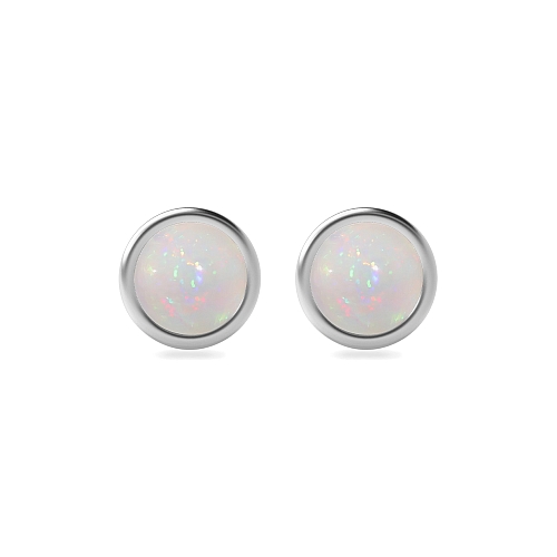 Bezel Setting Classic Opal Diamond Earrings