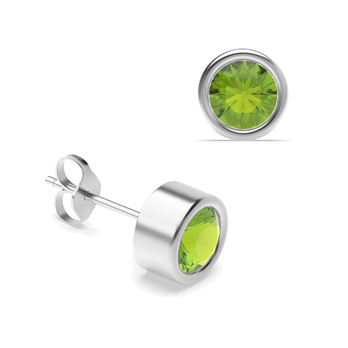 Bezel Setting Classic Peridot Diamond Earrings