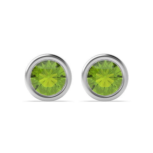 Bezel Setting Classic Peridot Diamond Earrings