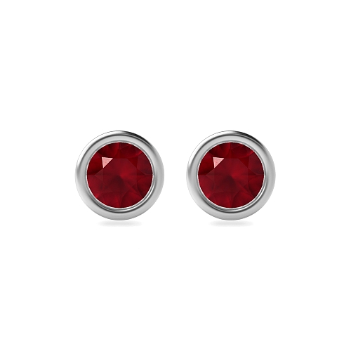Bezel Setting Classic Ruby Diamond Earrings