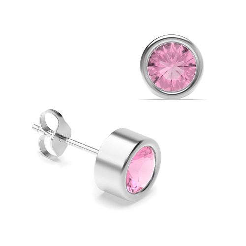 Bezel Setting Classic Tourmaline Diamond Earrings