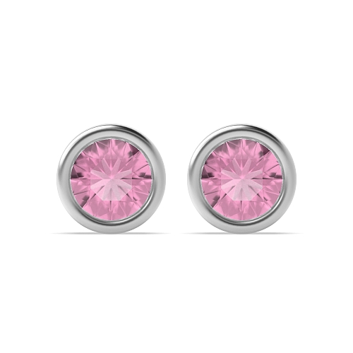 Bezel Setting Classic Tourmaline Diamond Earrings