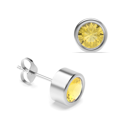 Bezel Setting Classic Topaz Diamond Earrings